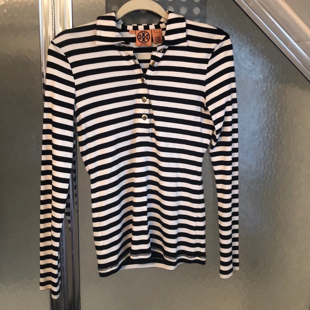 Tory Burch Stripped Long Sleeve Top